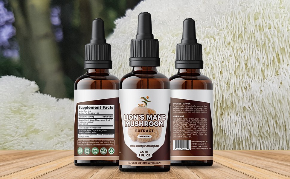 Lions Mane Mushroom Extract Non Gmo Tincture Liquid Herbal Drops 2 Fl Oz