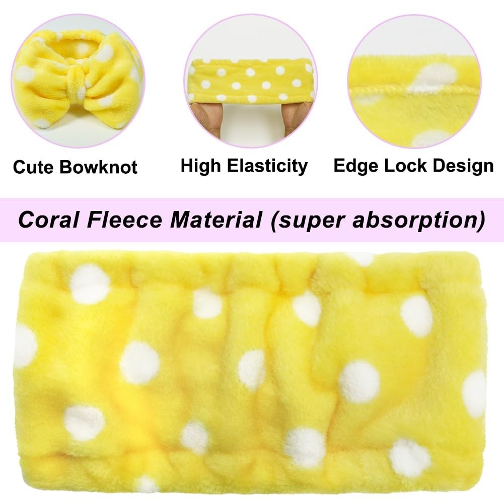 Sweet Super Soft Caroset Polka Dots Wash Cosmetic Headband Hairlace yellow po…