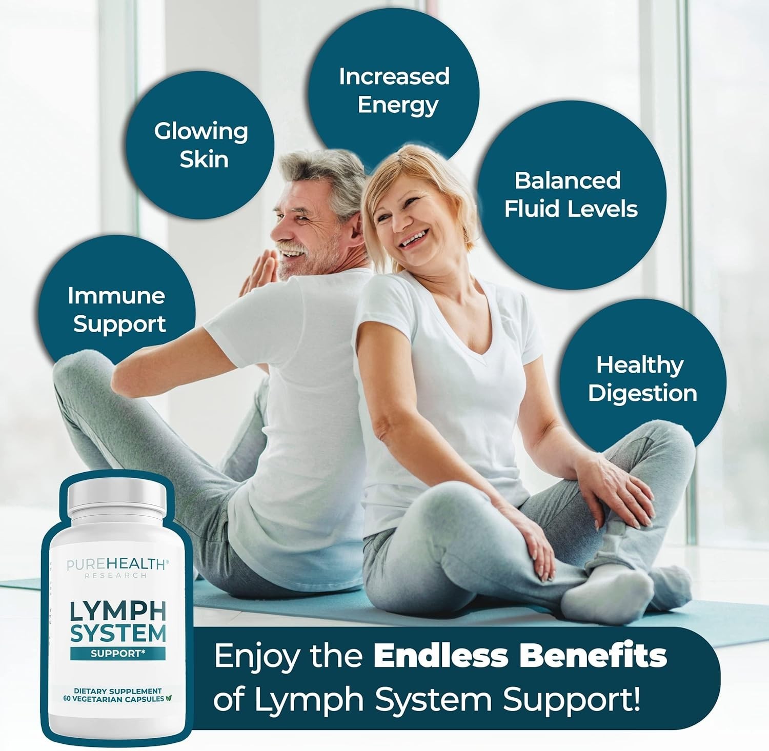 PUREHEALTH RESEARCH Lymph System Support Supplement,Lymphatic Drainage