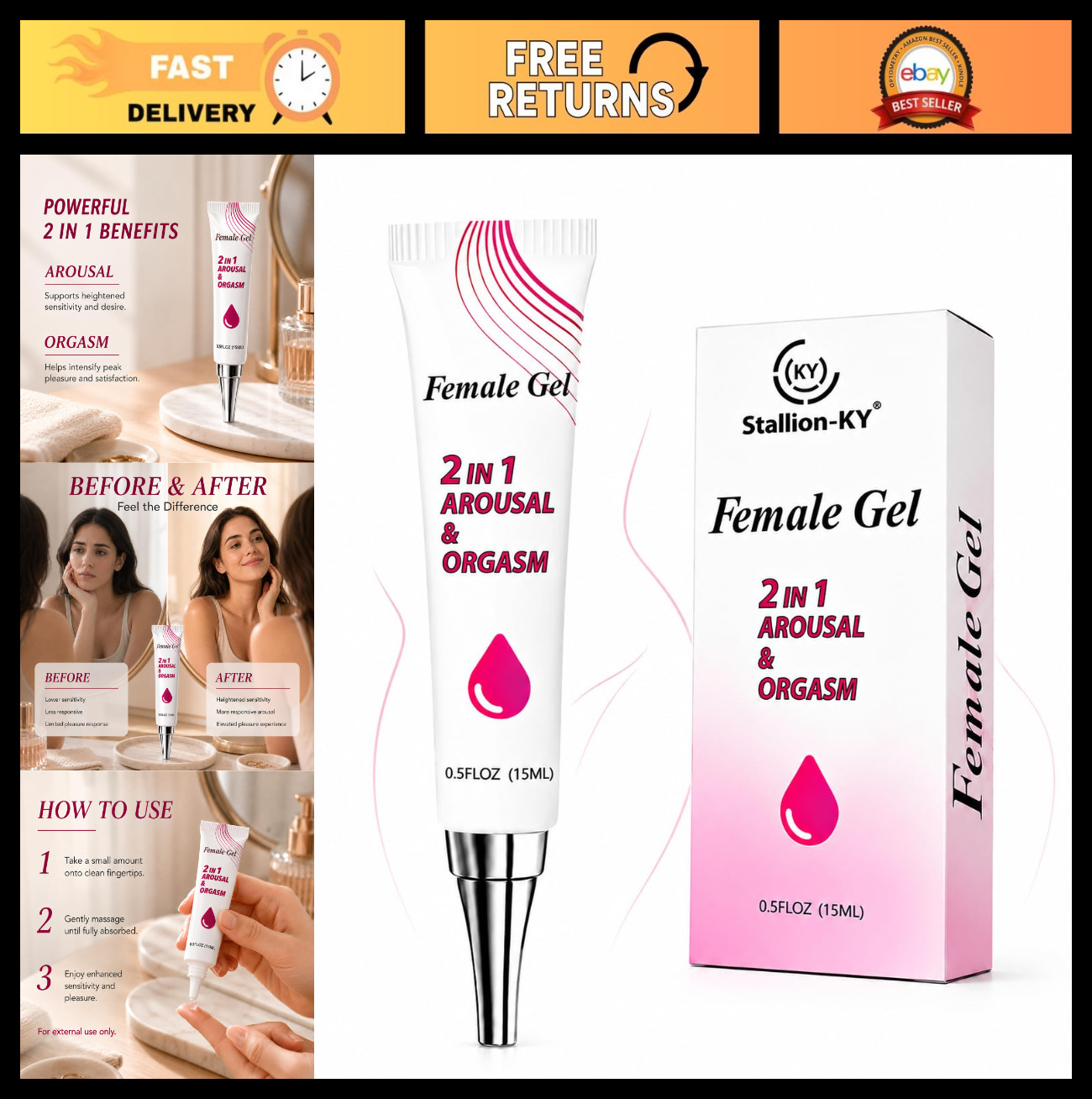 Intense Arousal Gel for Women – Fast Orgasmic Pleasure Booster, 15ml Travel Size