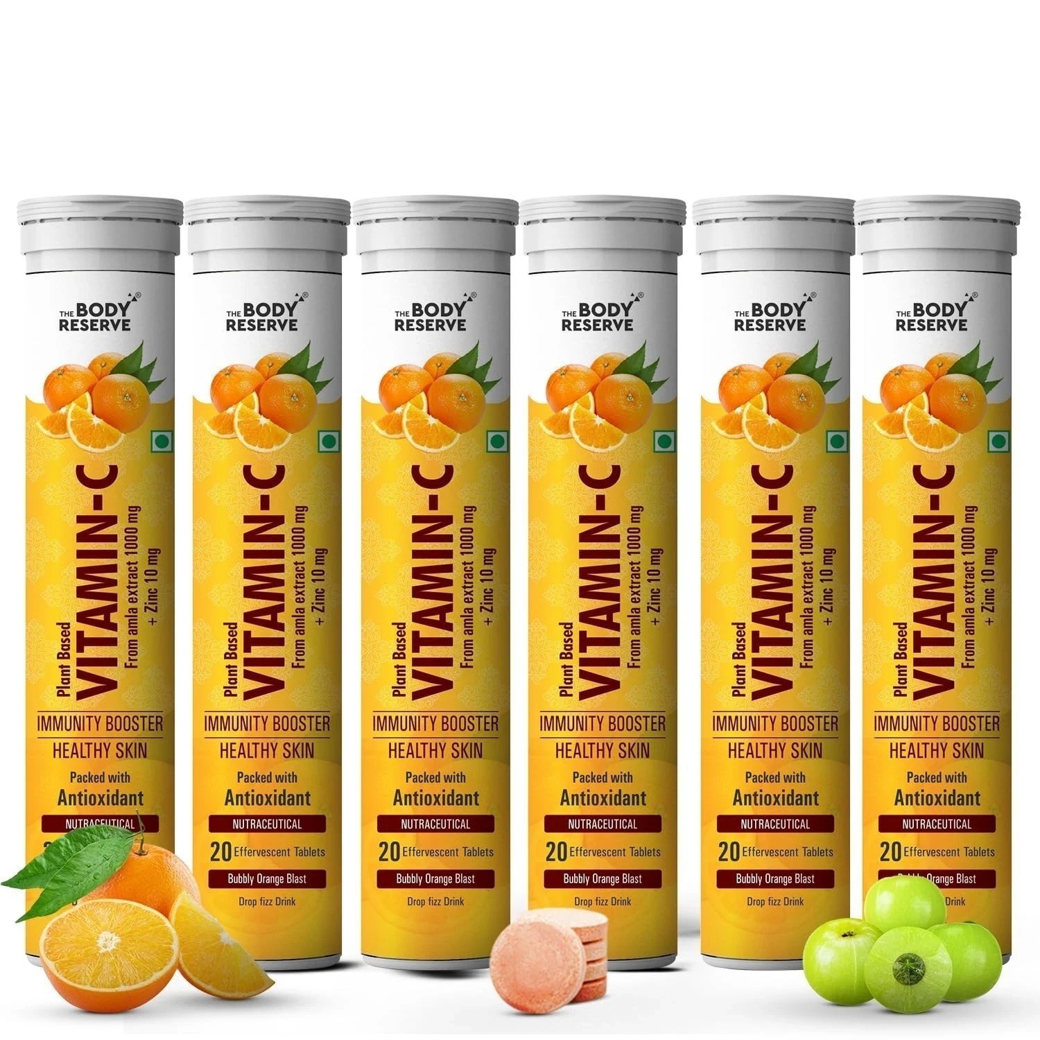 The Body Reserve Natural Vitamin C, Amla Extract With Zinc | Orange Flavour 120N