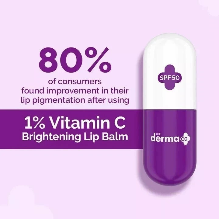 The Derma Co 1% Vitamin C Brightening Lip Balm or Dark, Pigmented, Dry Lips 4GM