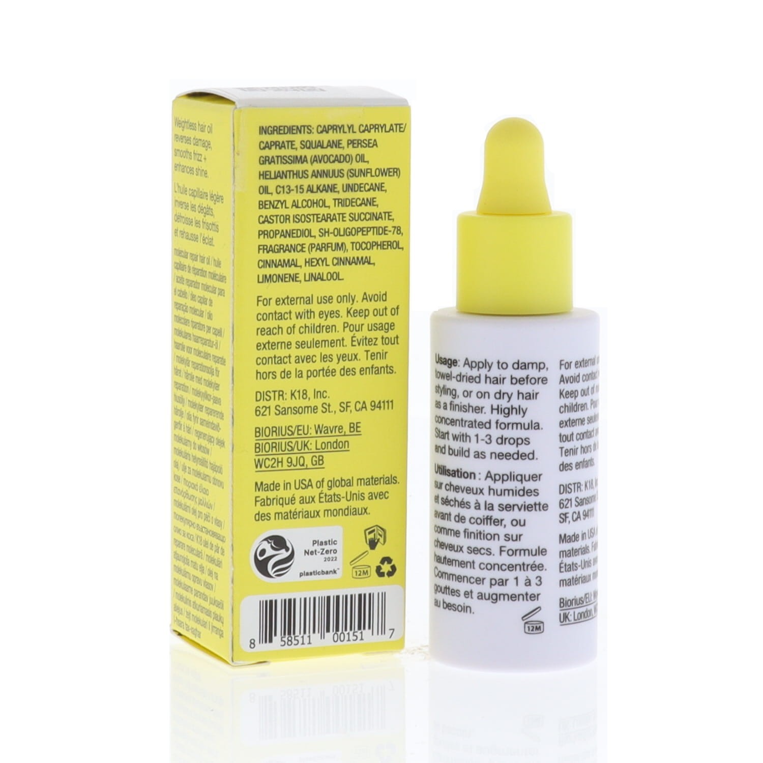 K18 Biomimetic Hairscience Molecular Repair Hair Oil 10ml/0.34oz