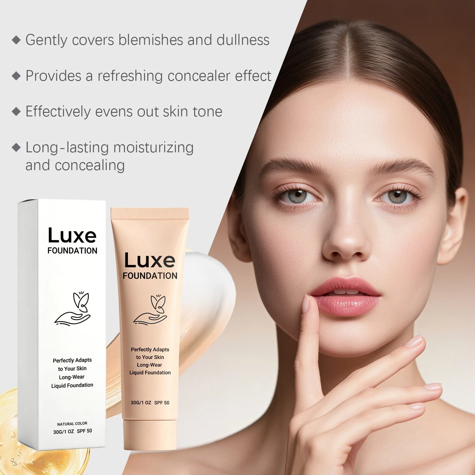 30g Luxe Foundation Colour Changing SPF 50, Luxe Foundation For Mature Skin