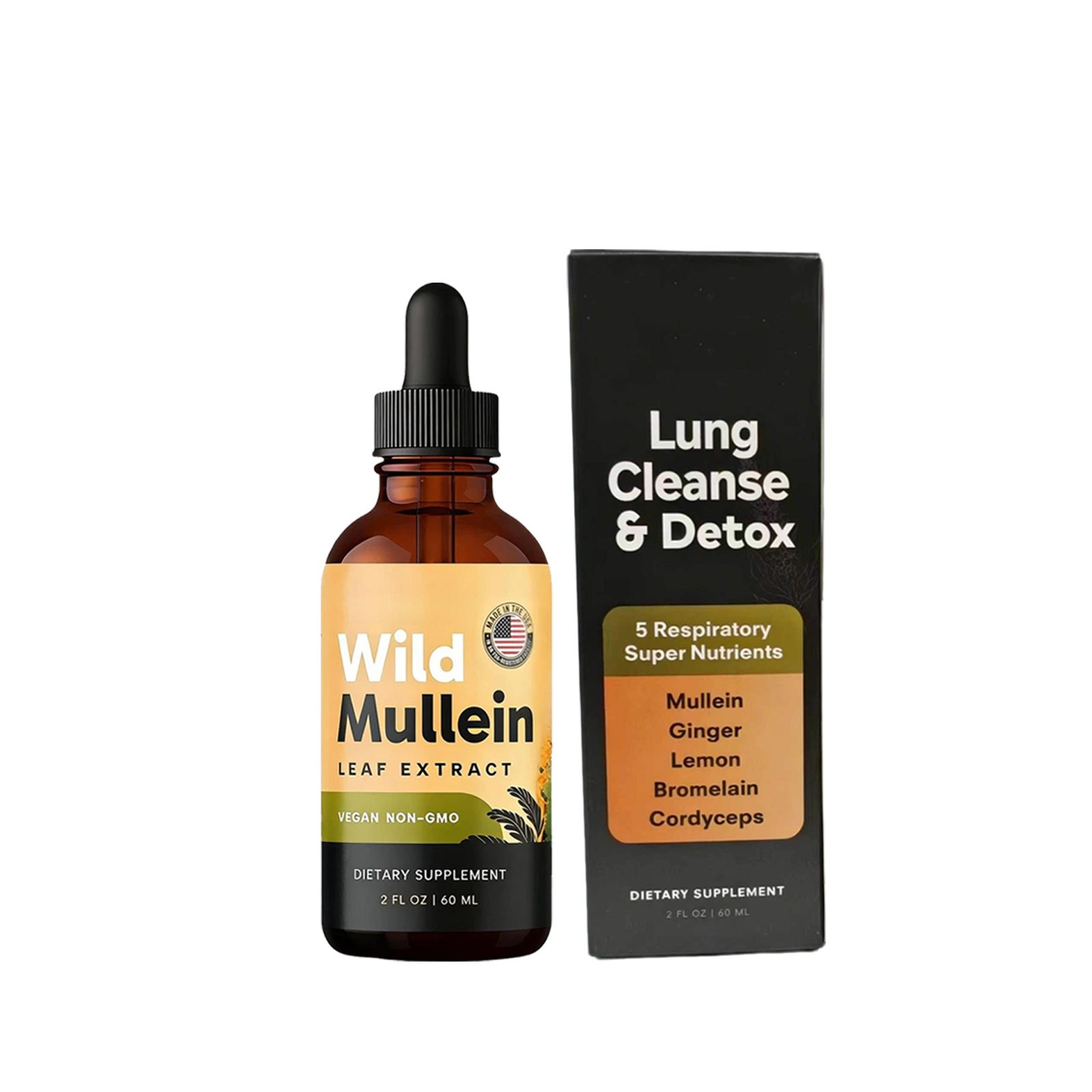 All-Natural Mullein Drops With Ginger & Lemon For Lung Cleanse NEW .bwCV