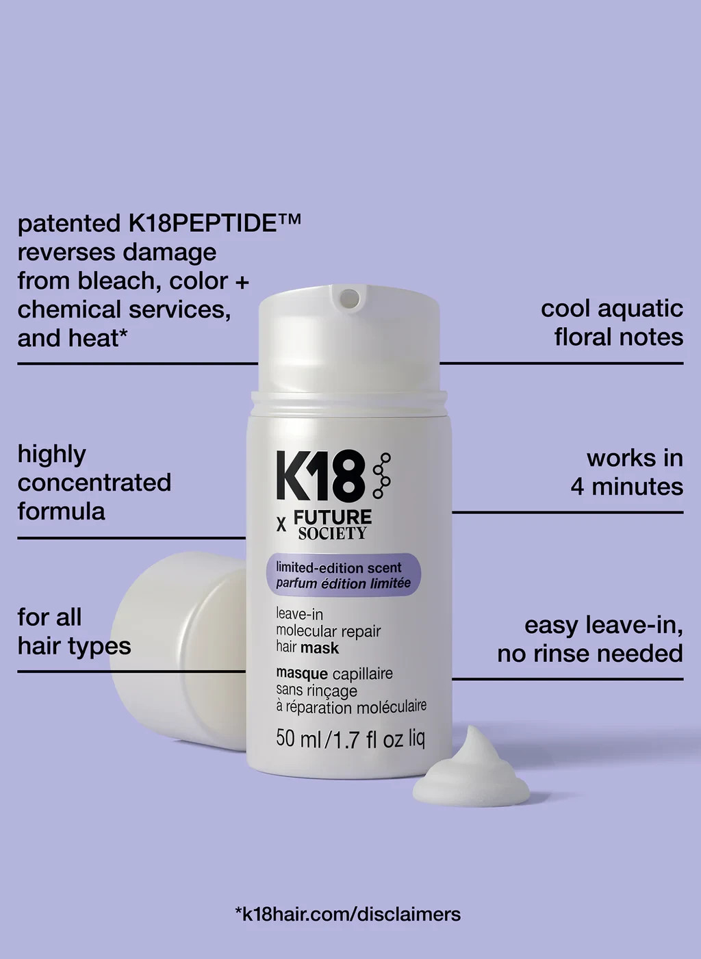 K18 x Future Society Set. Molecular Repair Hair Mask 50 ml + Floating Forest EDP
