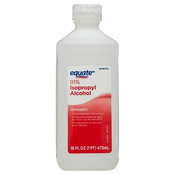 Equate 91% Isopropyl Alcohol Liquid Antiseptic, 16 fl oz (4 Pack )