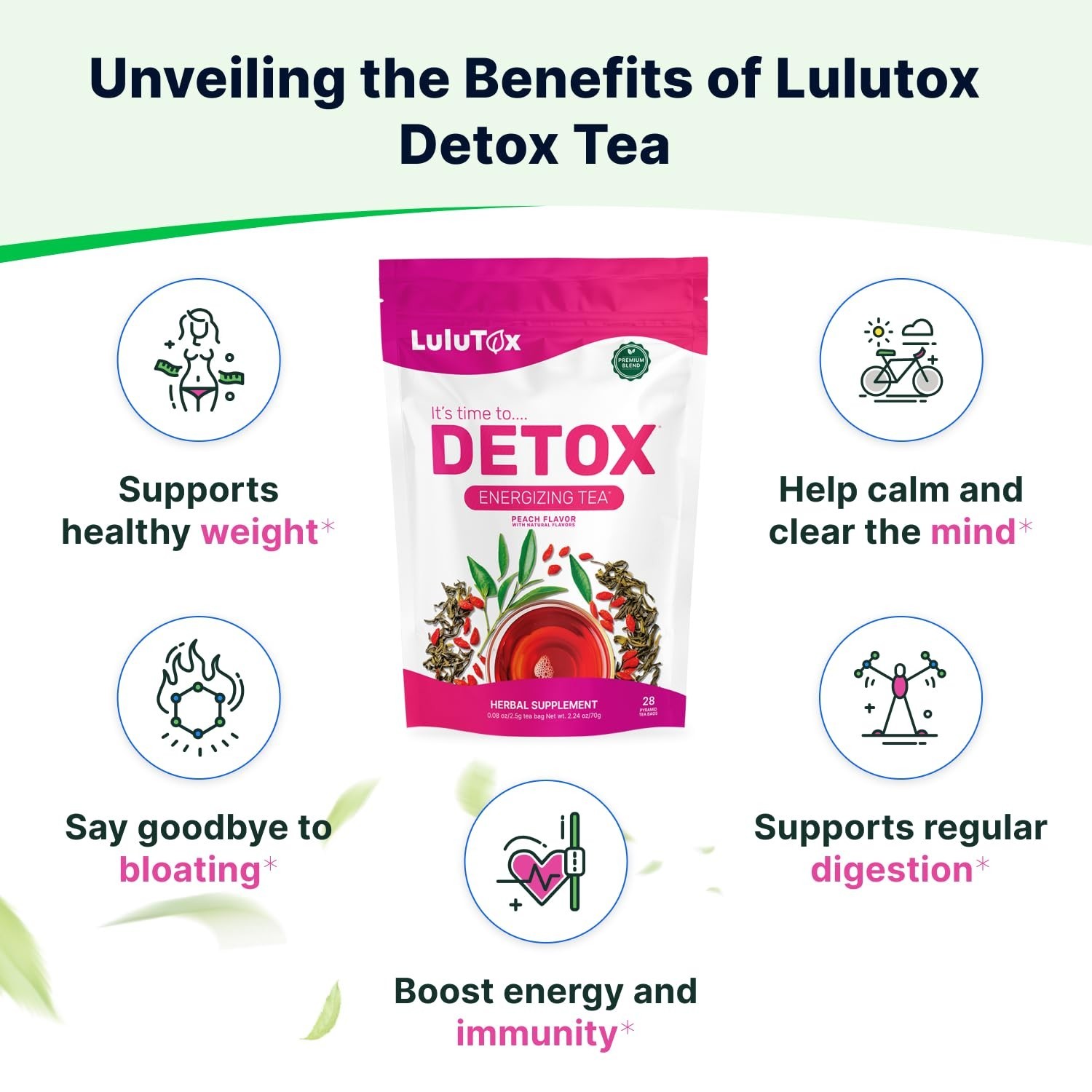 LULUTOX Detox Tea – Herbal Blend with Dandelion, Ginseng, and Ginger – Supports