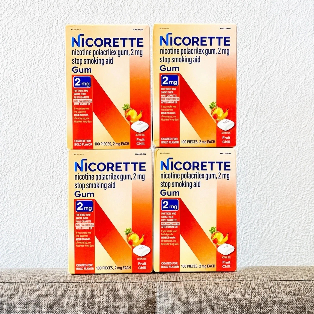 Nicorette Value pack Fruit Chill 2mg Coated Gum 100 Pieces (4 packs) EXP 11/2028