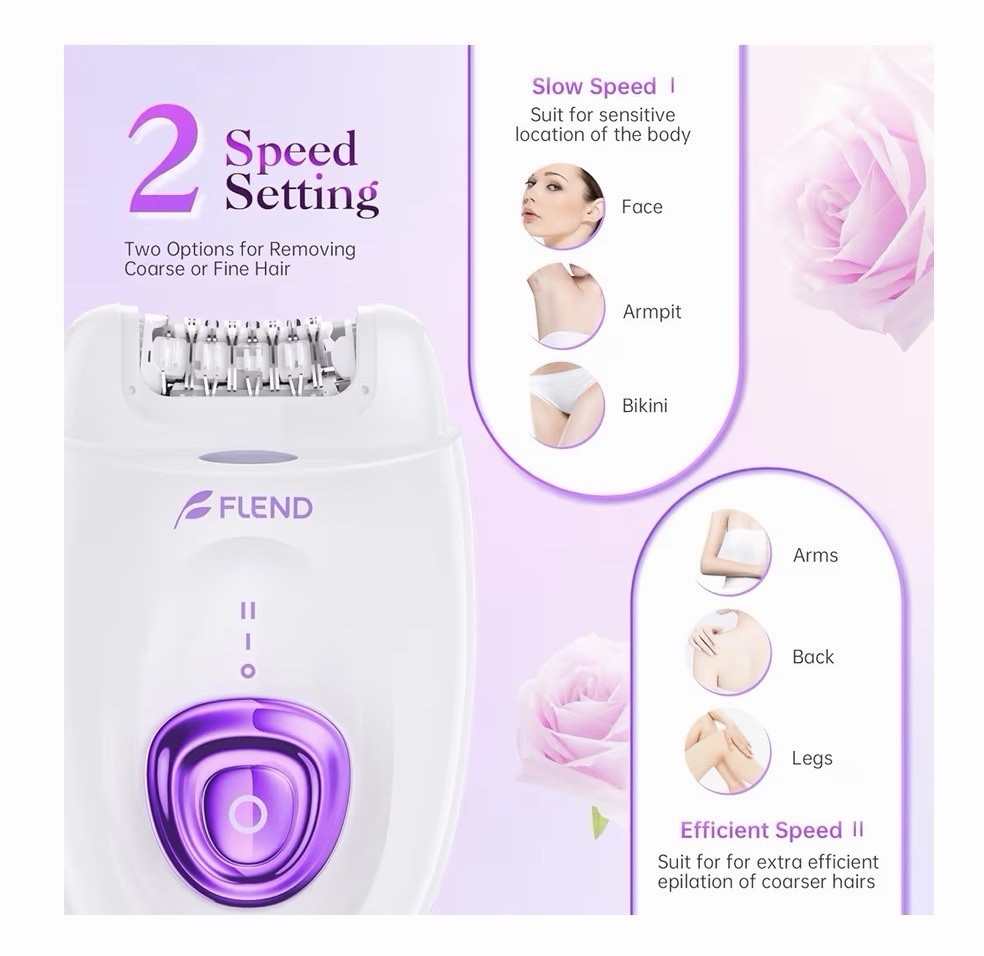 2-in-1 Epilator Hair Remover LED USB Rechargeable Shaver Women Full Body