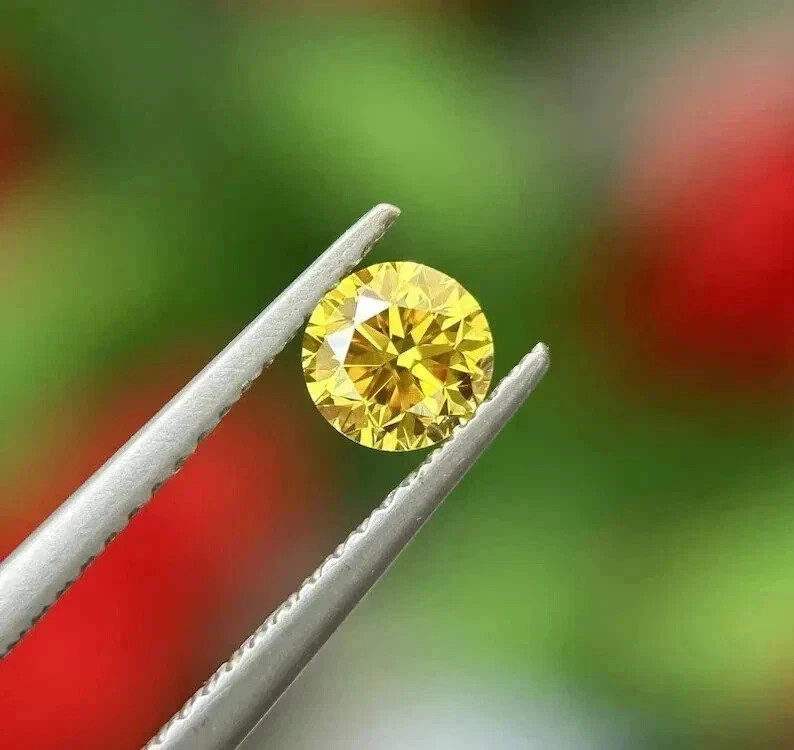 3 Ct Round Cut Natural Yellow Color Loose Lab Grown CVD Diamond VVS1 Certified
