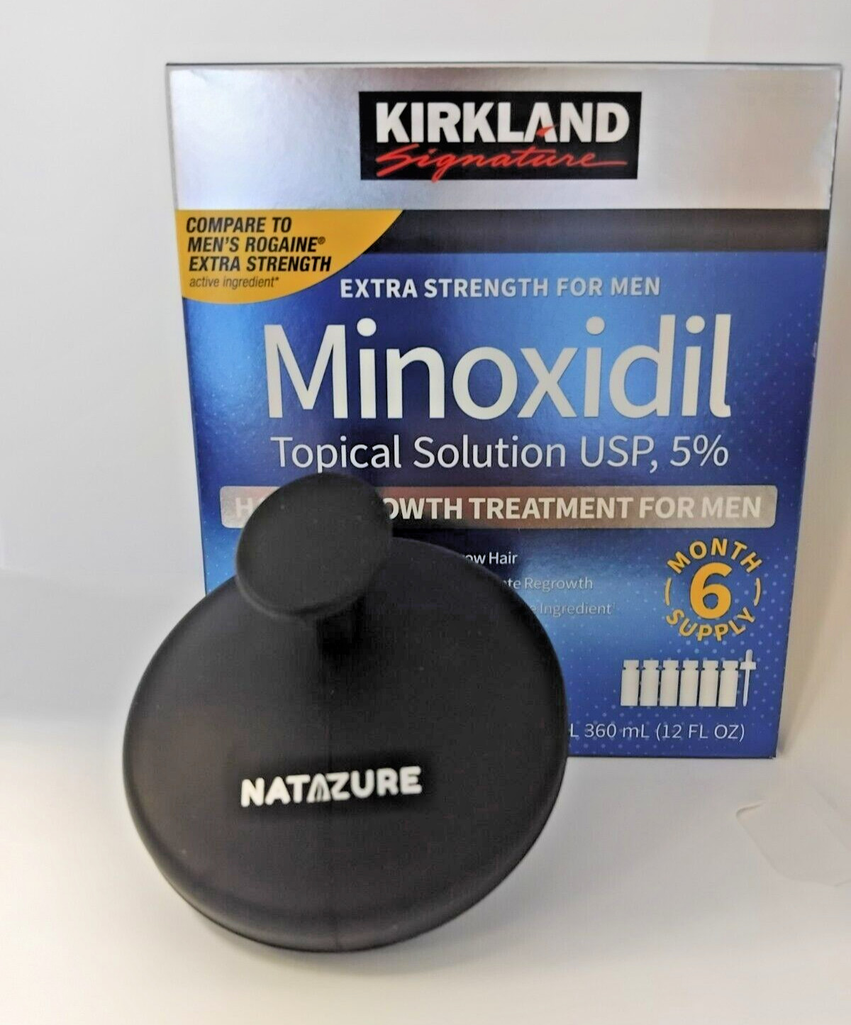 KIRKLAND Minoxidil 5% Extra Strength Solution 6 Month + Silicon Scalp Massager