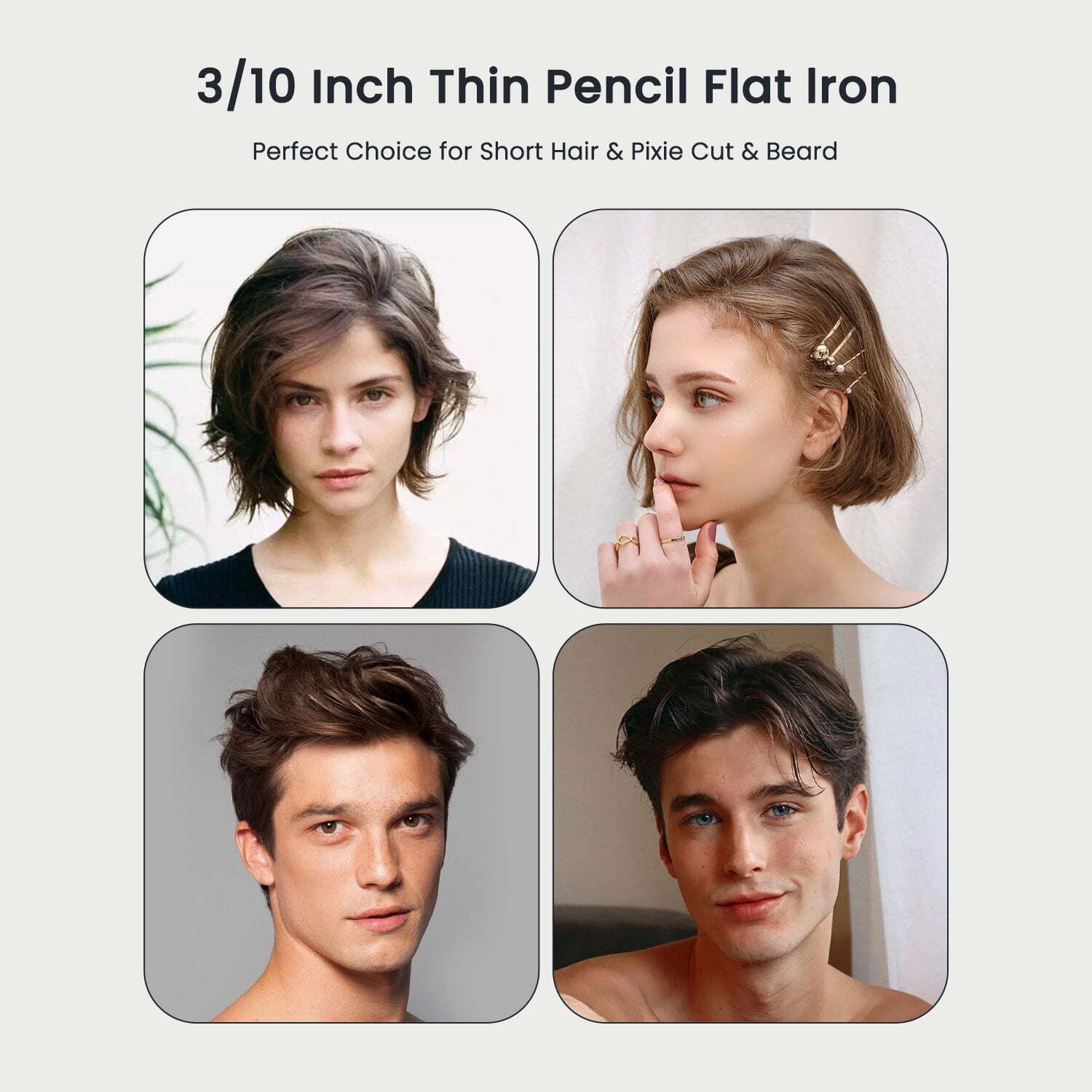 KIPOZI 3/10″ Titanium Mini Pencil Flat Iron Straightener Curler for Short Hair