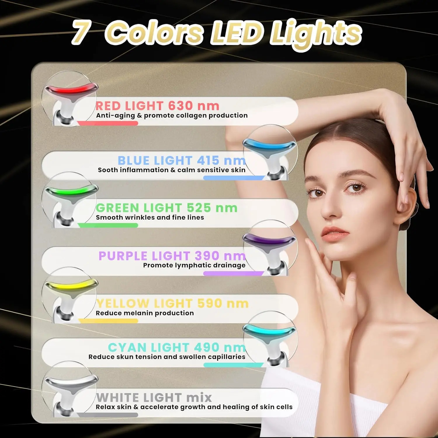 7 Color LED Face Neck Massager Thermal Vibration Skin Rejuvenation Beauty Device