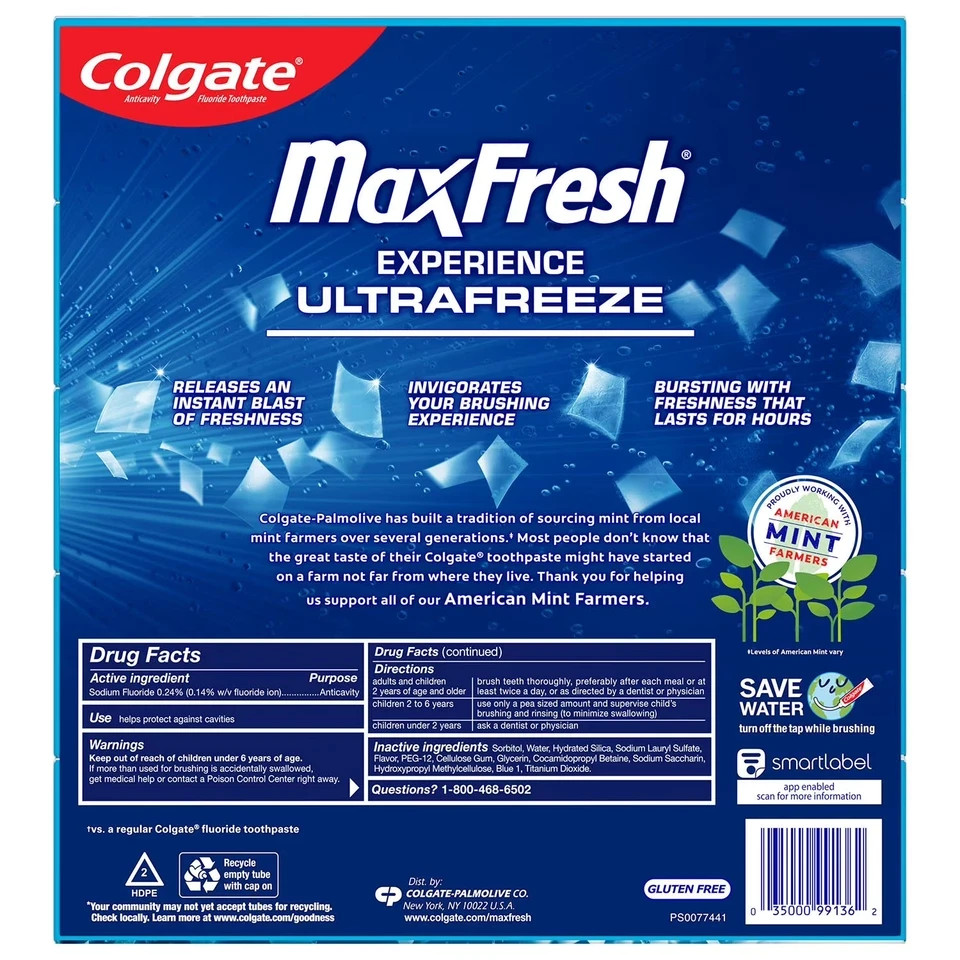 Colgate MaxFresh Toothpaste Cool Mint Mini Breath Strips 7.3oz 5 Pack