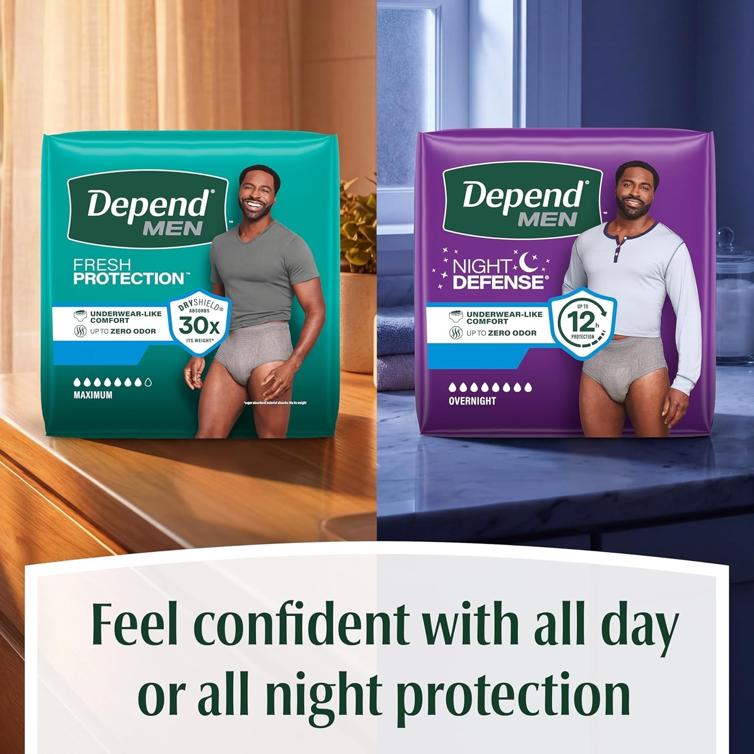 Depend Night Defense Men Incontinence Underwear Large 56 Count Gray