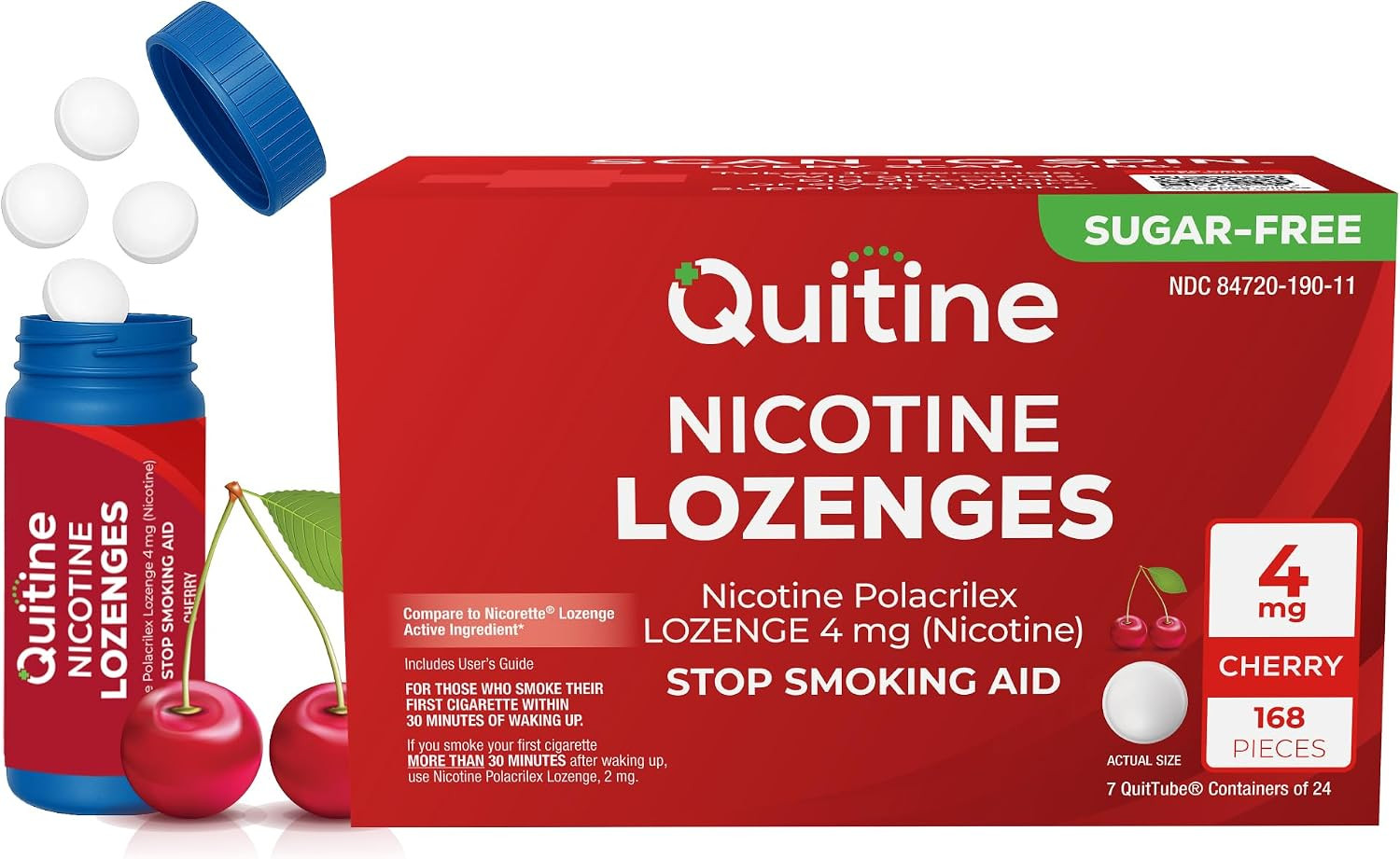 Nicotine Lozenges 4Mg, Cherry Flavor, Stop Smoking Aid – Relieve Nicotine Cravin