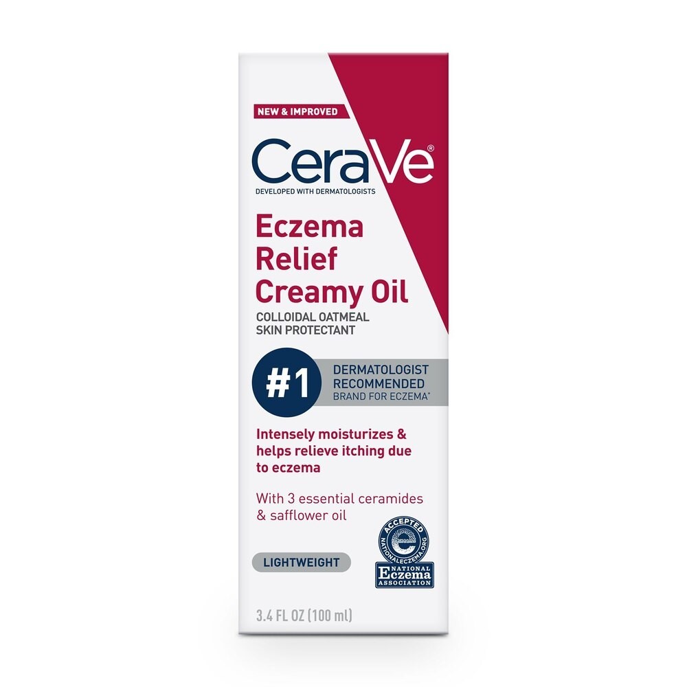 CeraVe Eczema Relief Creamy Body Oil, Eczema Calming Cream With Colloidal 3.4oz