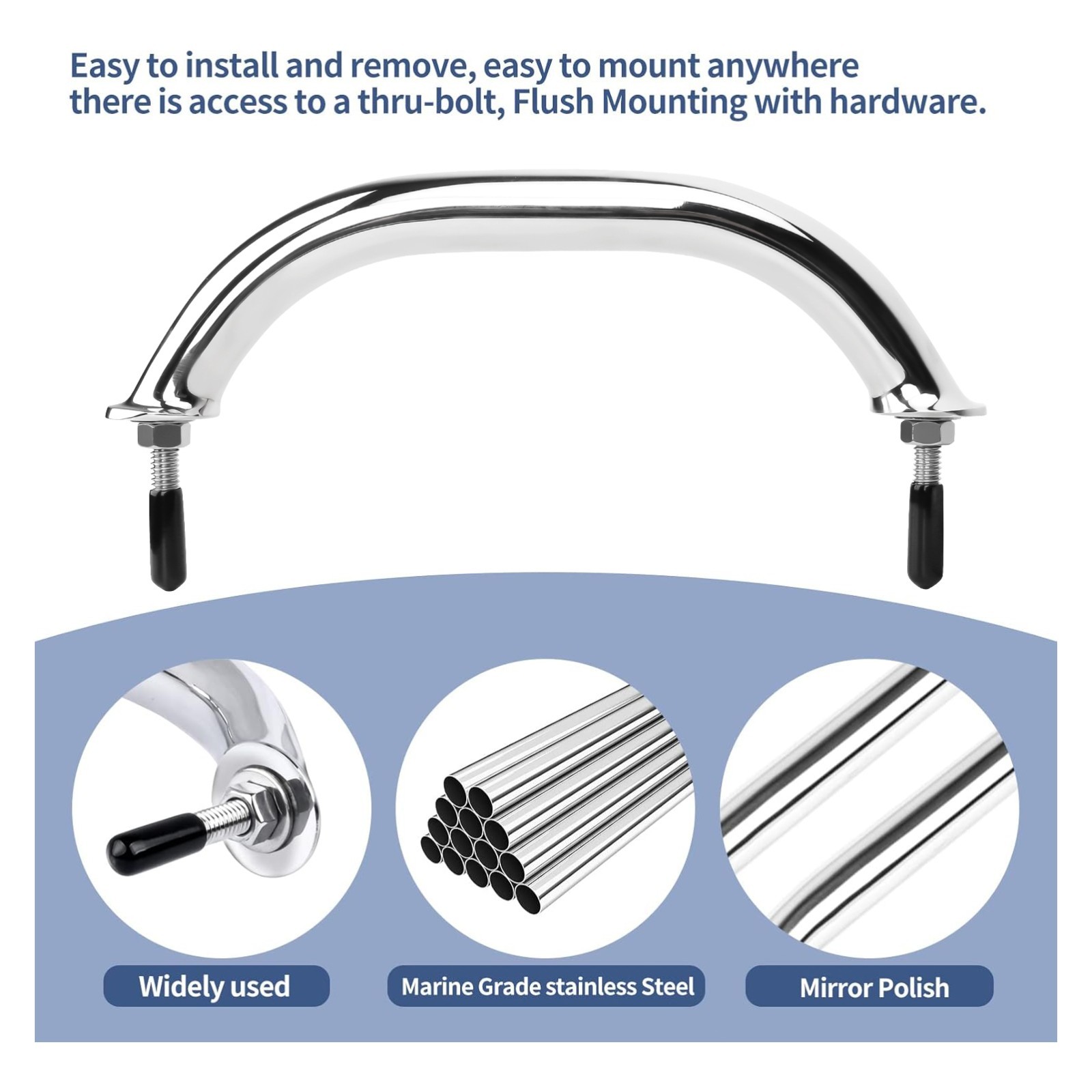 2X Stainless Steel 8-1/4 inch Grab Handle Handrail for Truck RV Boat Kitchen
