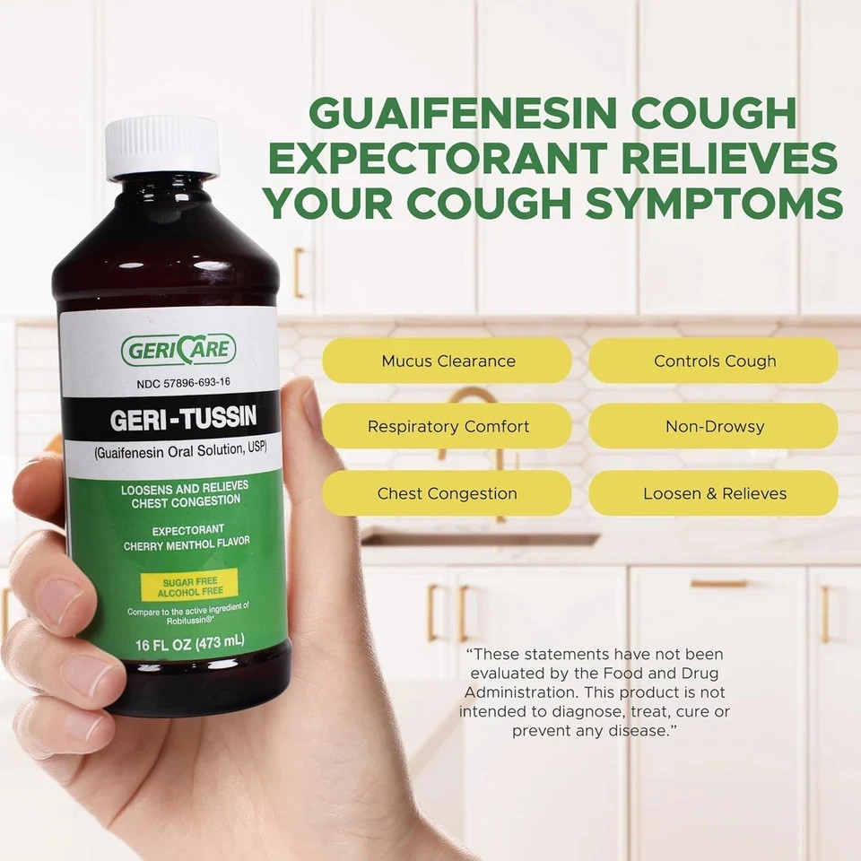 4 Pack Geri Care Geri Tussin Guaifenesin Expectorant Syrup 100 mg 16 Oz Each