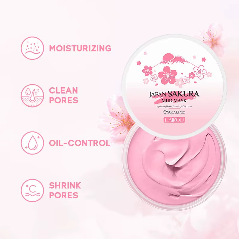 Naturals Sakura Volcanic Mud Mask for Face Deep Cleaning Remove Blackheads