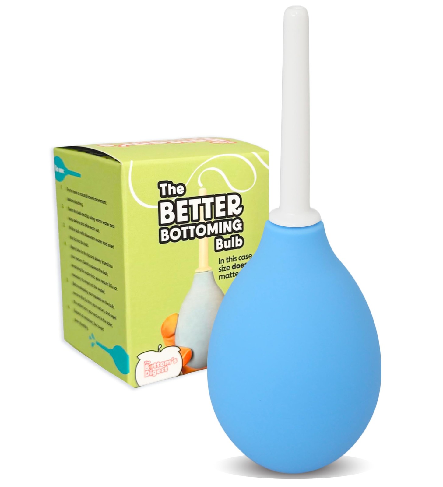 3.0-oz Bottoms Digest Enema Bulb Anal Douche with 6-cm Easy-Clean White Tip