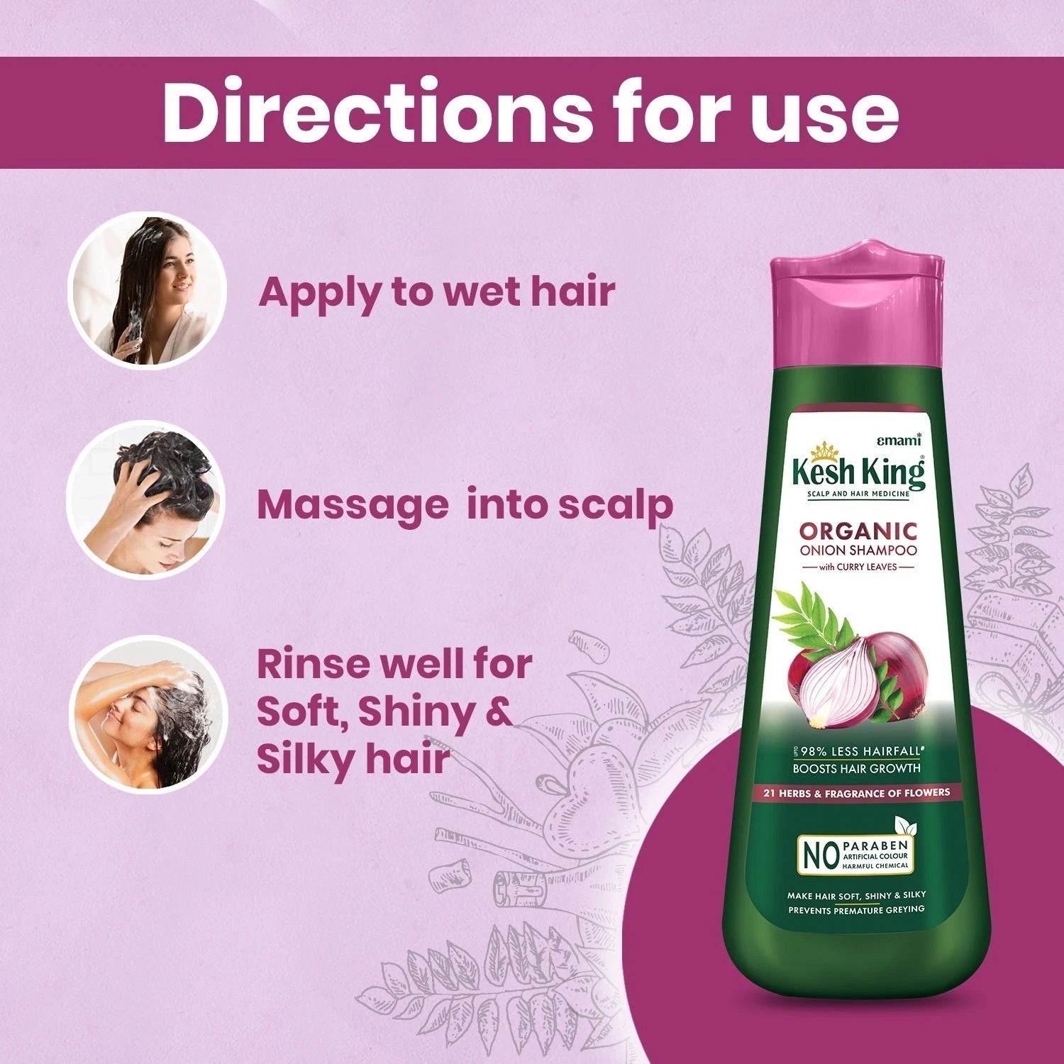 Kesh King Organic Onion Shampoo With Curry Leaves – 300ml00ml