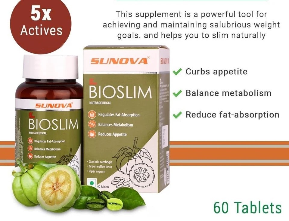 Bioslim by Sunova – 60 Herbal Tablets for Fat Burn & Metabolism Support