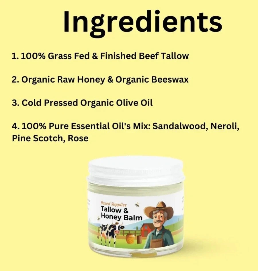 🔥Based Supplies Tallow & Honey Balm – Moisturizer – NEW