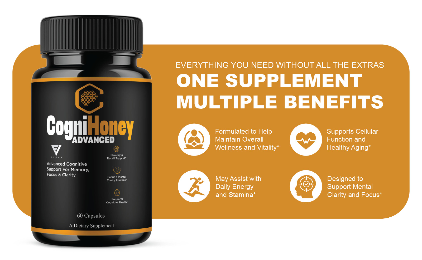 (5 Pack) CogniHoney Advanced Capsules, Cogni Honey Supplement (300 Capsules)