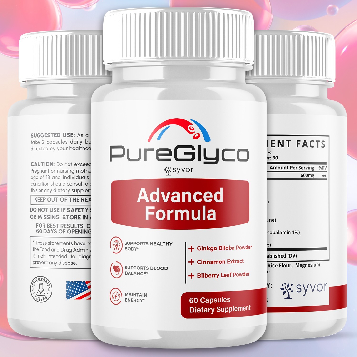 (1 Pack) Pure Glyco Advanced Blood Support Vitamin Formula PureGlyco 60 Capsules