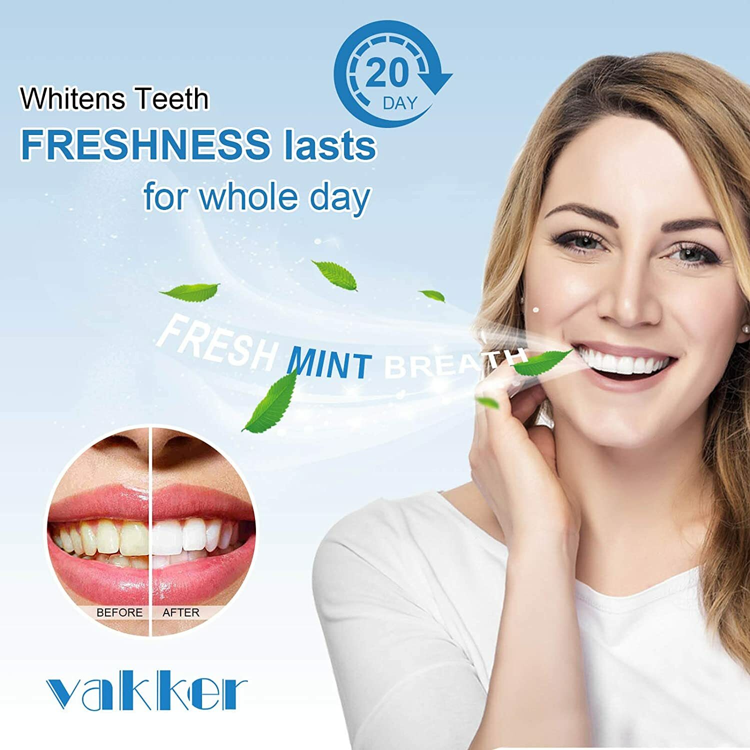 60 Days Supply Teeth Whitening Powder Tooth Whitener Stains Remover Mint Flavor
