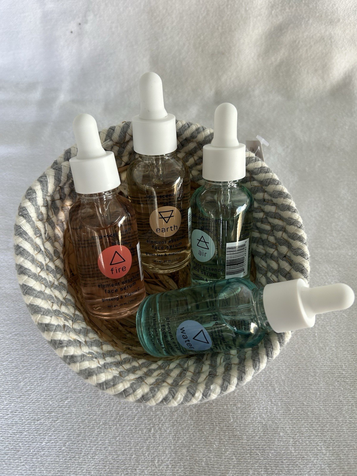 Spa Scents Face Serum Set 4pcs Fire Earth Air Water Skincare Gift Set