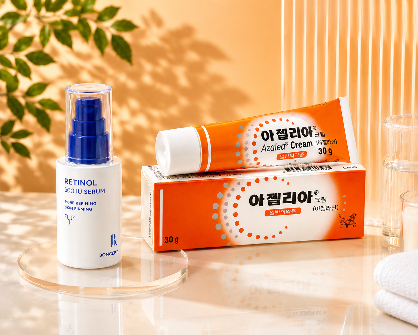 K-Beauty Azalea Cream 30g + BONCEPT Retinol 500 IU Serum 30ml Set