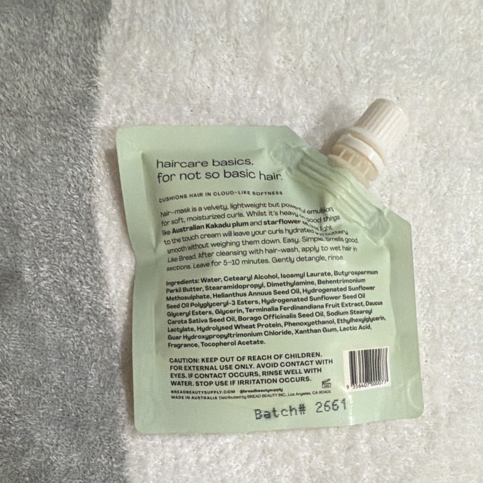 BREAD Hair-Mask Cream Deep Conditioning Mask, Kakadu Plum, 3.3 fl oz
