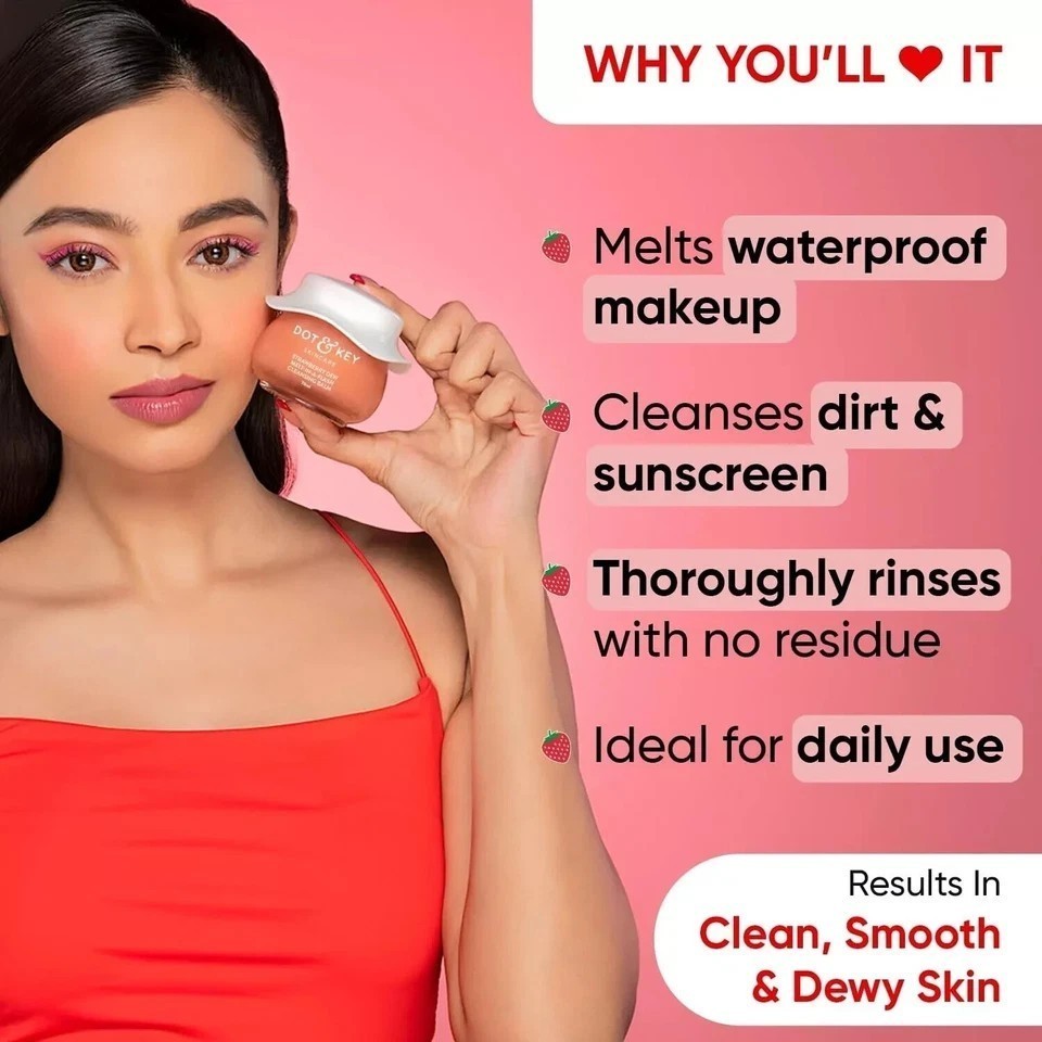 Dot & Key Strawberry Dew Cleansing Balm | For Clean, Smooth & Dewy Skin, 70Ml