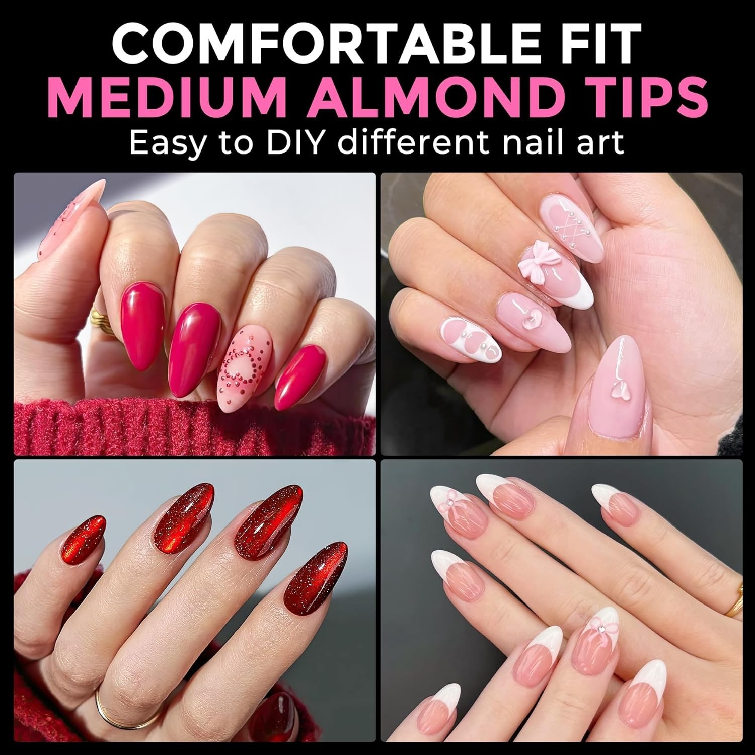 216pcs Almond Nail Tips – Pre-shaped Press On Gelly Nails for Perfect Manicures