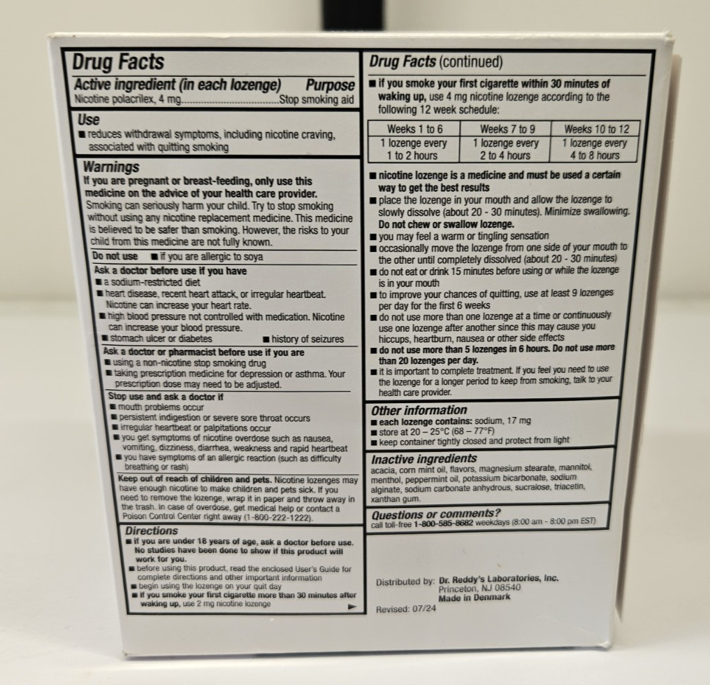 Habitrol Nicotine Lozenges 4 mg Mint Flavor 135 Count Exp 09/26