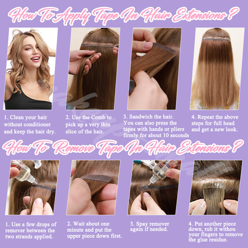 Real Human Hair Extensions Tape In Invisible Skin Weft Hairpiece Real Remy Piece