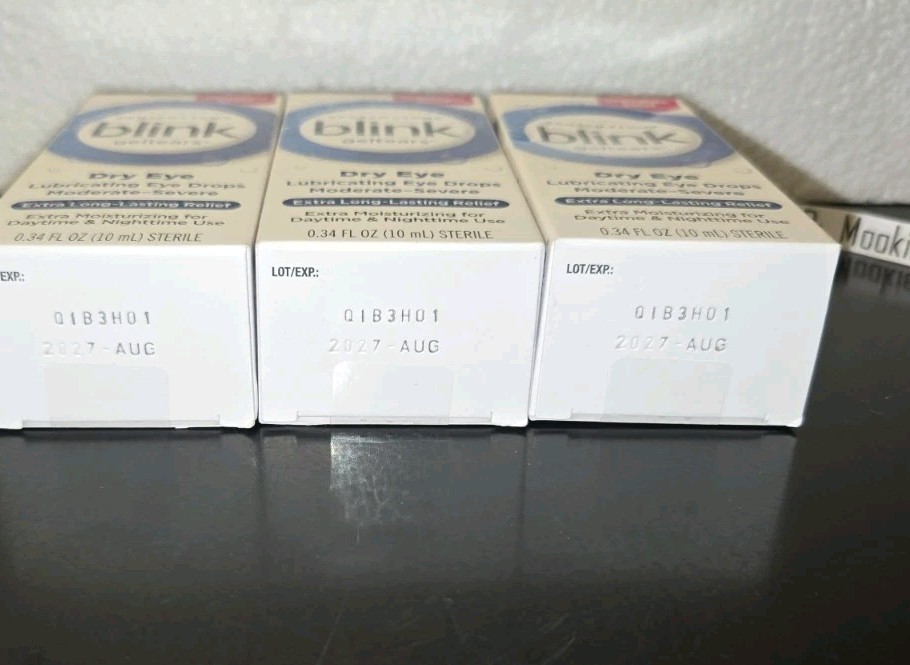 EXP 03/2026+! 3 Lot BLINK Gel Tears MODERATE SEVERE Eye Drops 0.34 OZ 10mL