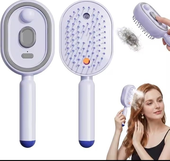 Electric Steaming Hair Straightener Brush Rechargeable Detangling Massage Spray