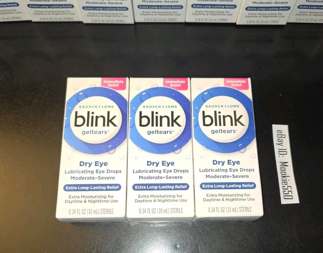 EXP 03/2026+! 3 Lot BLINK Gel Tears MODERATE SEVERE Eye Drops 0.34 OZ 10mL