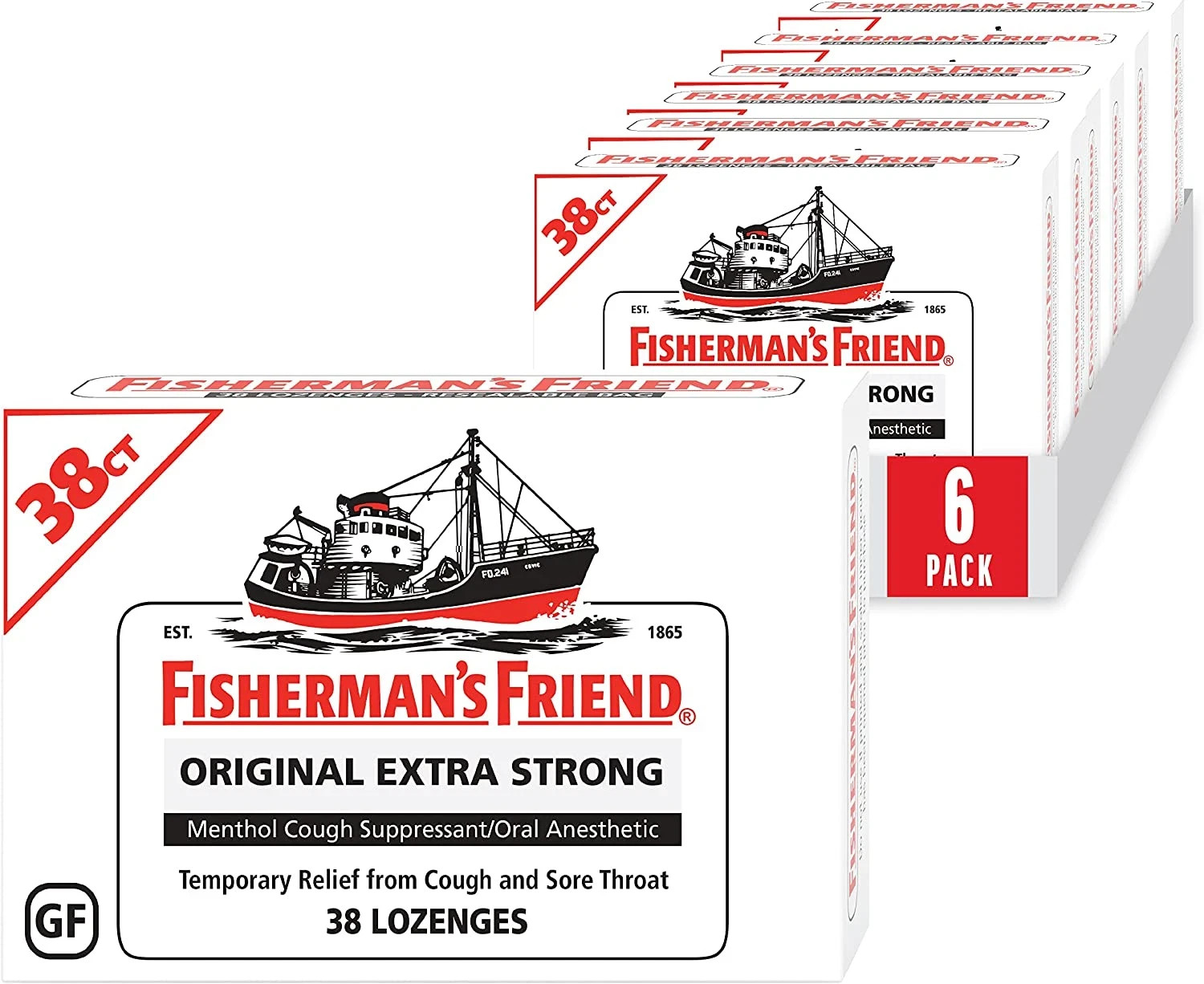 6 Pa Fisherman’s Friend Original Extra Strong Cough & Sore Throat Lozenges 38 Ct