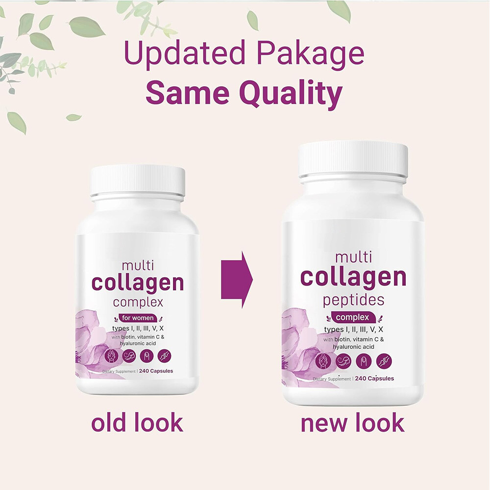 Multi Collagen 8 in 1 Complex for Women ~ 240 Capsules ~ Type I, II, III, V, X