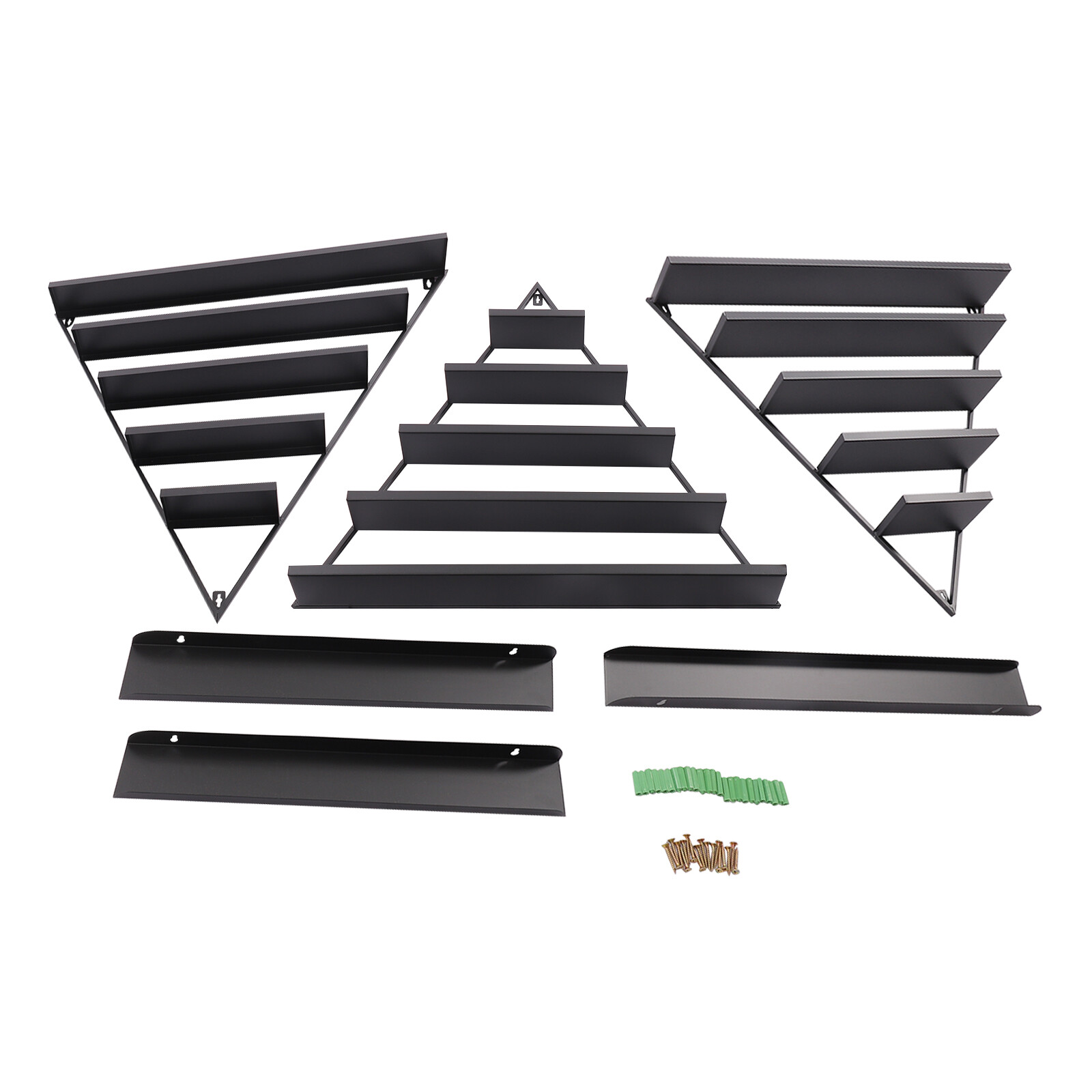 5-Tier Black Wall Mount Iron Nail Polish Display Rack Kits w/3x Horizontal Bars
