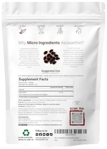 2 Pack | Astaxanthin 12mg, 120 Softgels, 4 Month Supply-NEW FREE SHIPPING