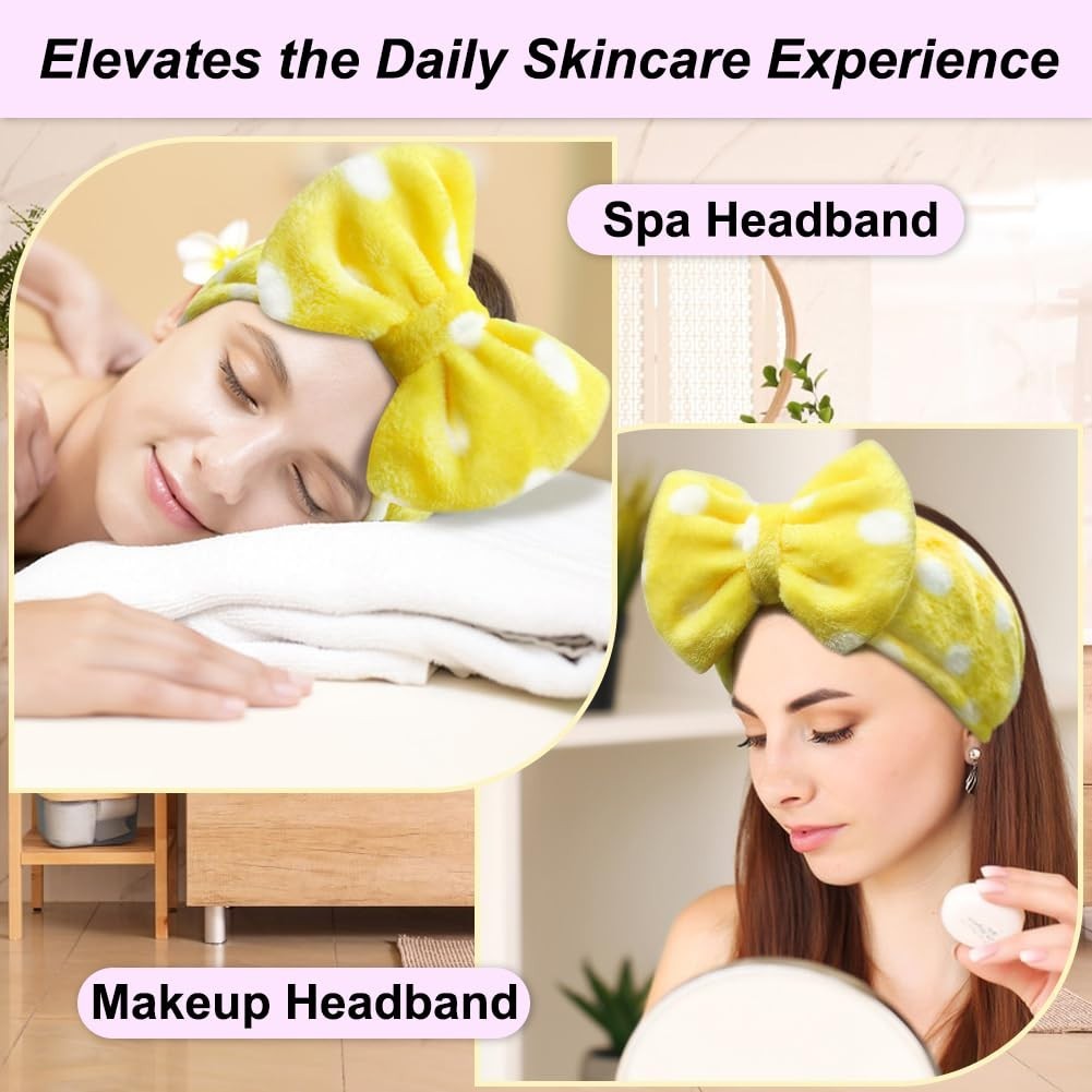Sweet Super Soft Caroset Polka Dots Wash Cosmetic Headband Hairlace yellow po…