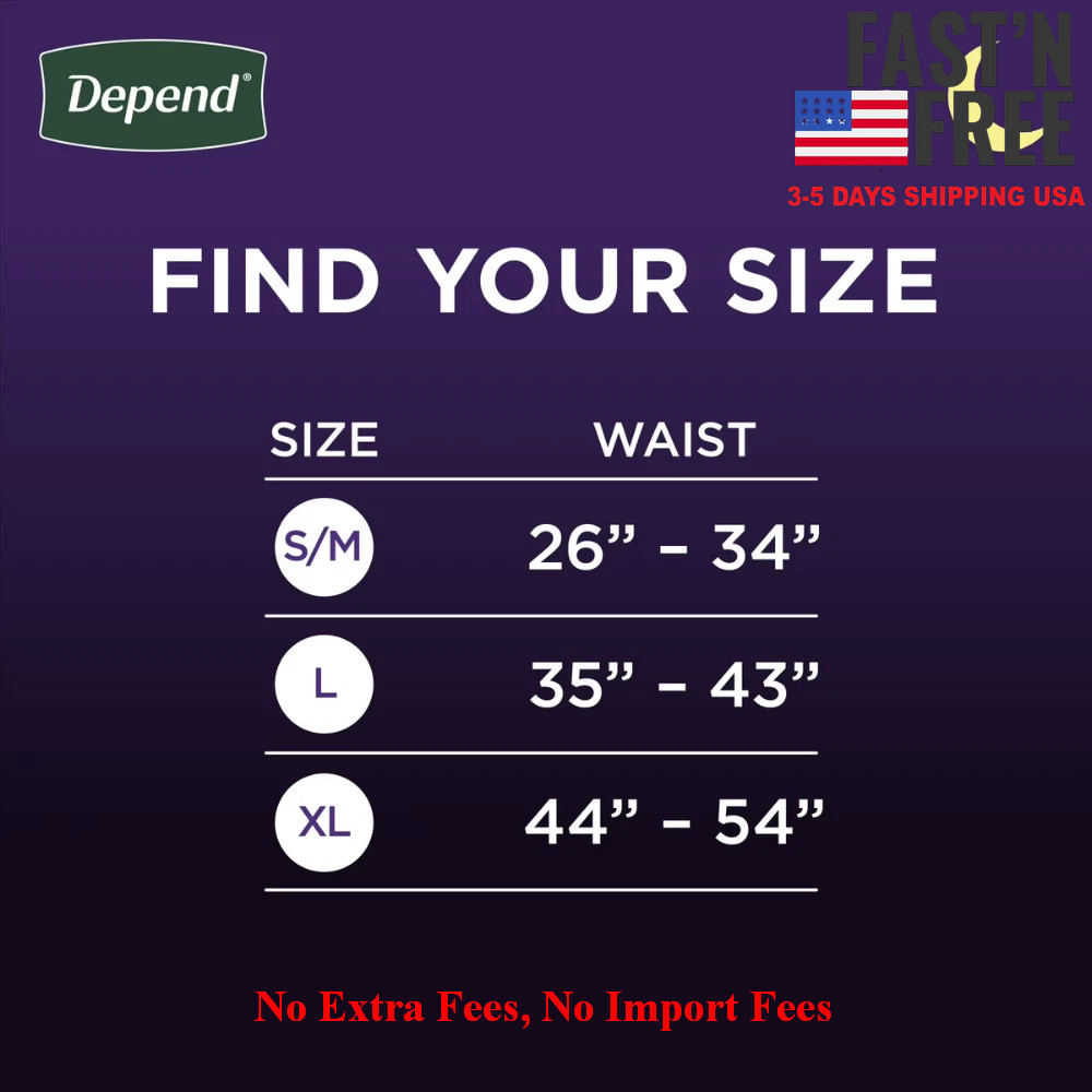 Depend Night Defense Men Incontinence Underwear, Adult Diapers, S/M, 64 Count