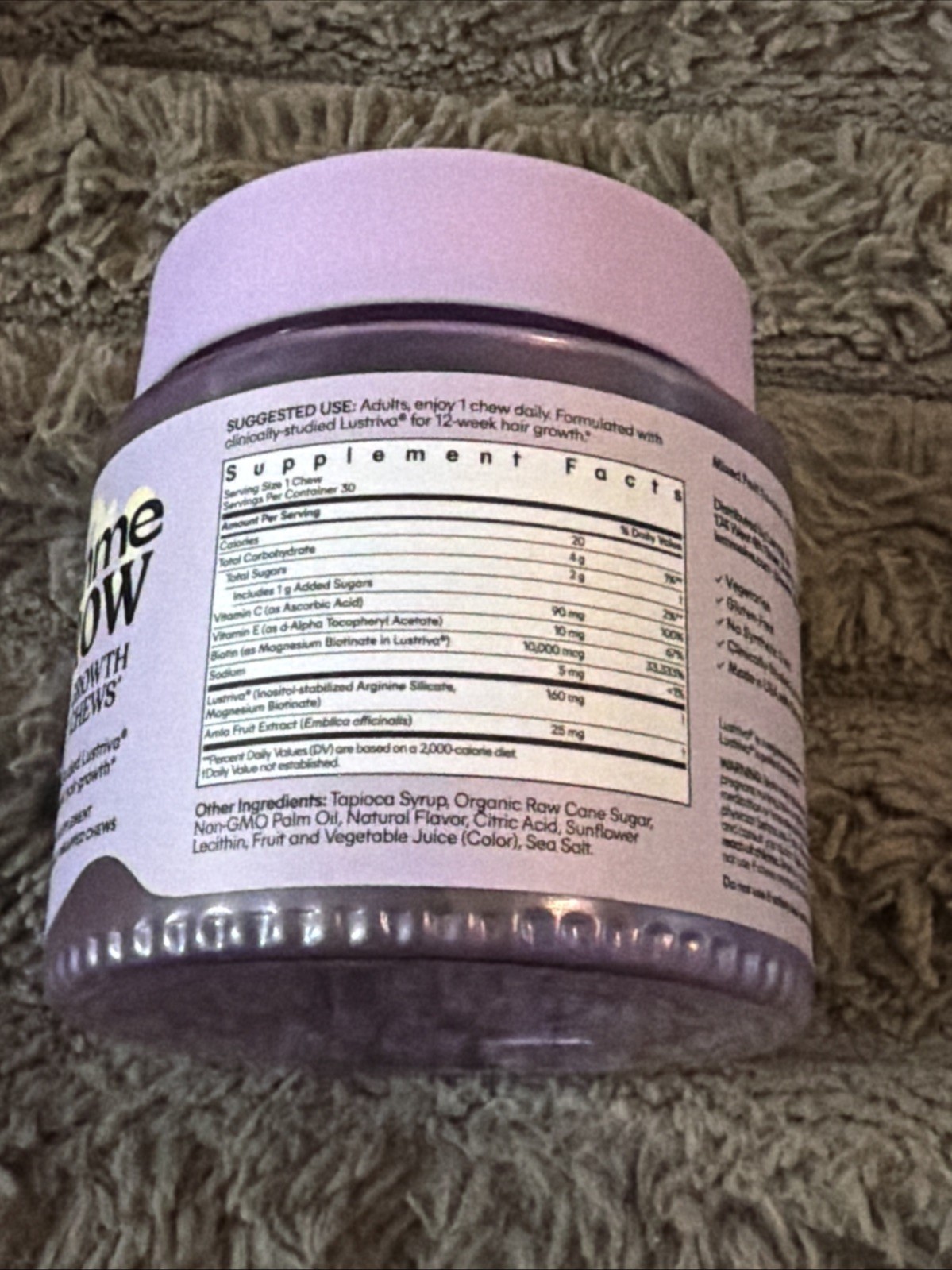 Lemme Grow Hair Growth Soft Chews w/ Lustriva 30 Count SEALED Exp 08/2027