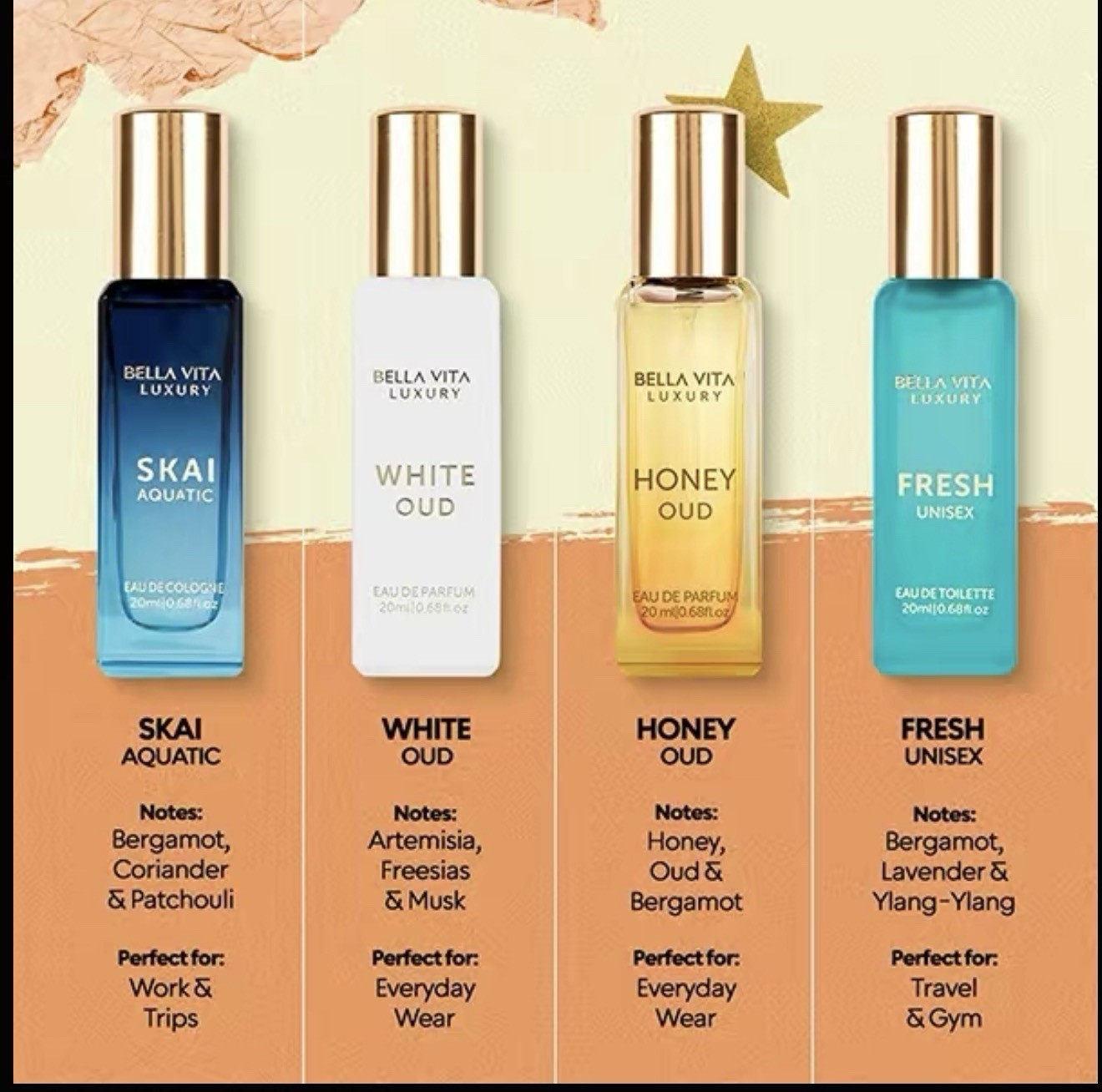 Bella Vita Luxury’s Him & Her Gift Set 3 Perfume Sets for Men & Women 12 x 20ml